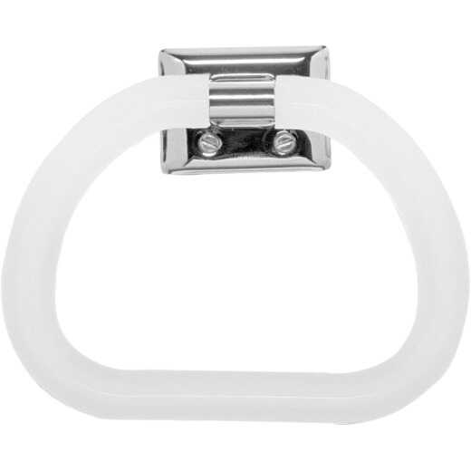 Decko Chrome/White Plastic Towel Ring